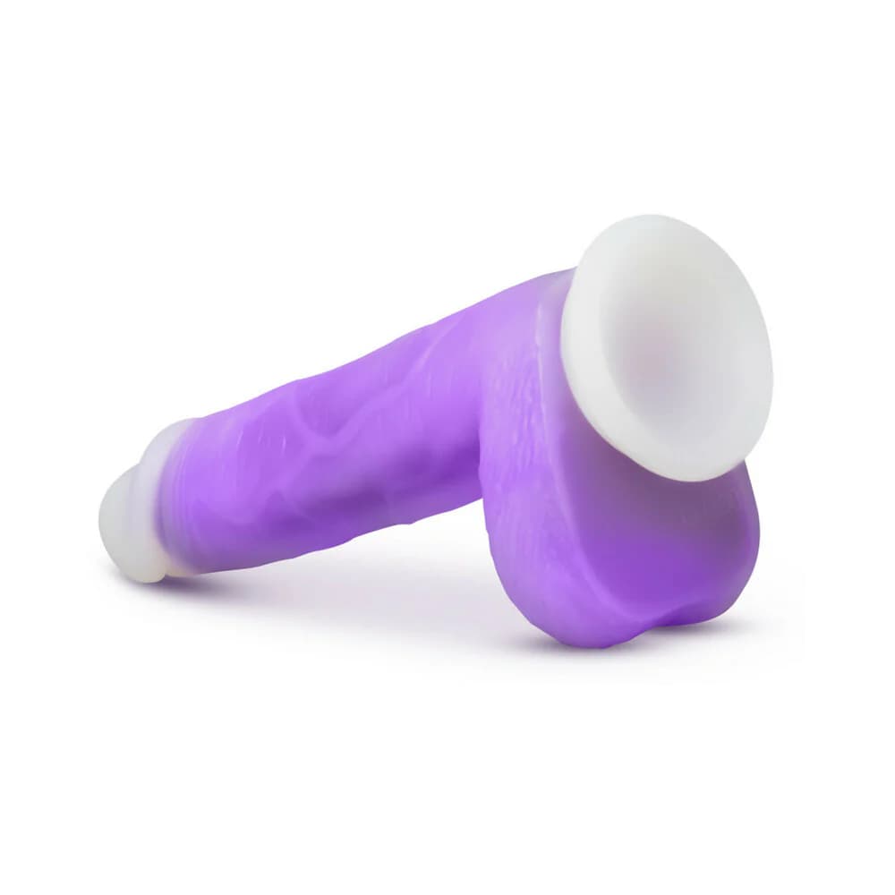 Neo Elite Encore 8 in. Silicone Vibrating Dildo with Balls Purple thumbnail