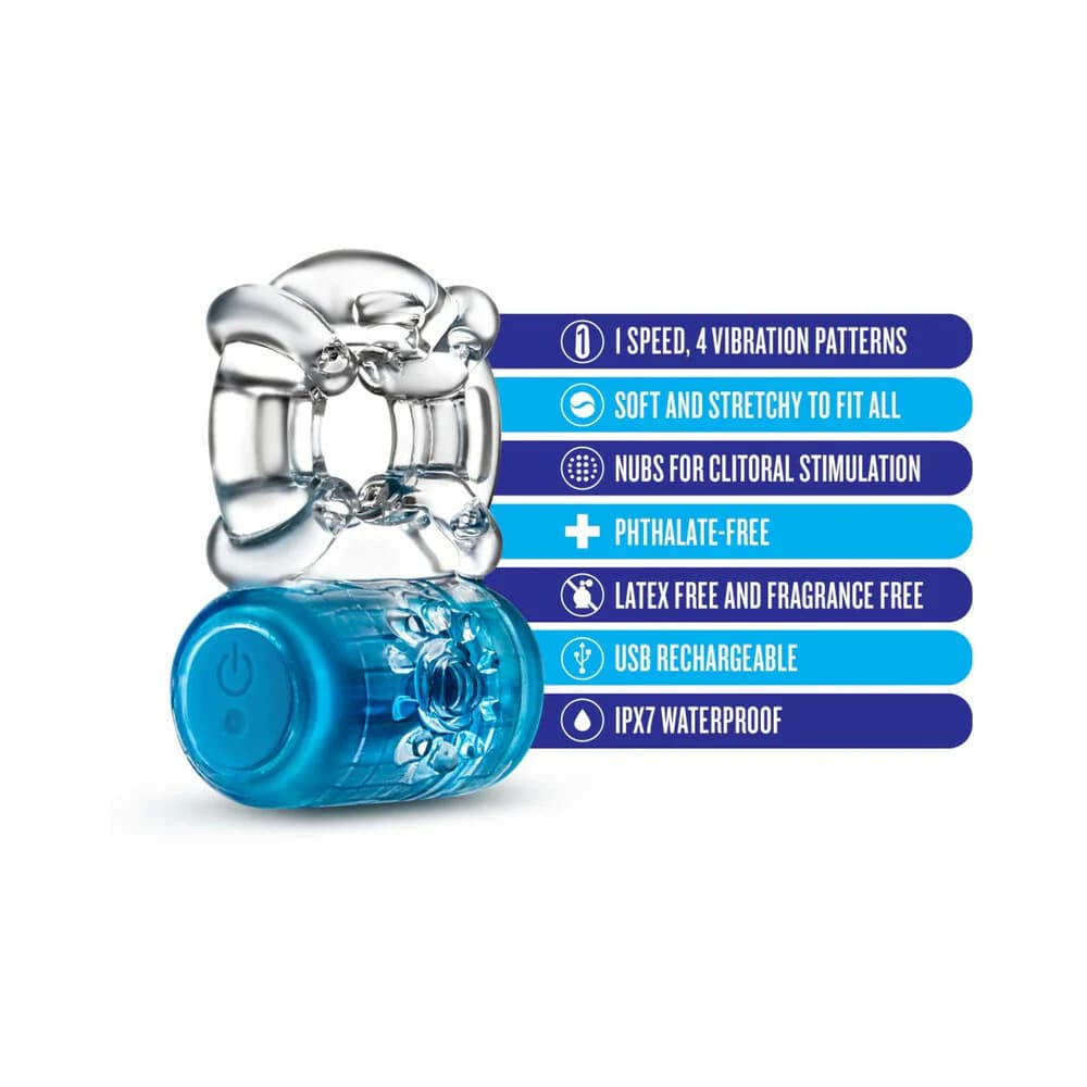 Play with Me Pleaser Rechargeable Vibrating C-Ring Blue thumbnail 5