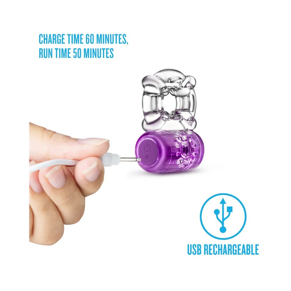 Play with Me Pleaser Rechargeable Vibrating C-Ring Purple thumbnail