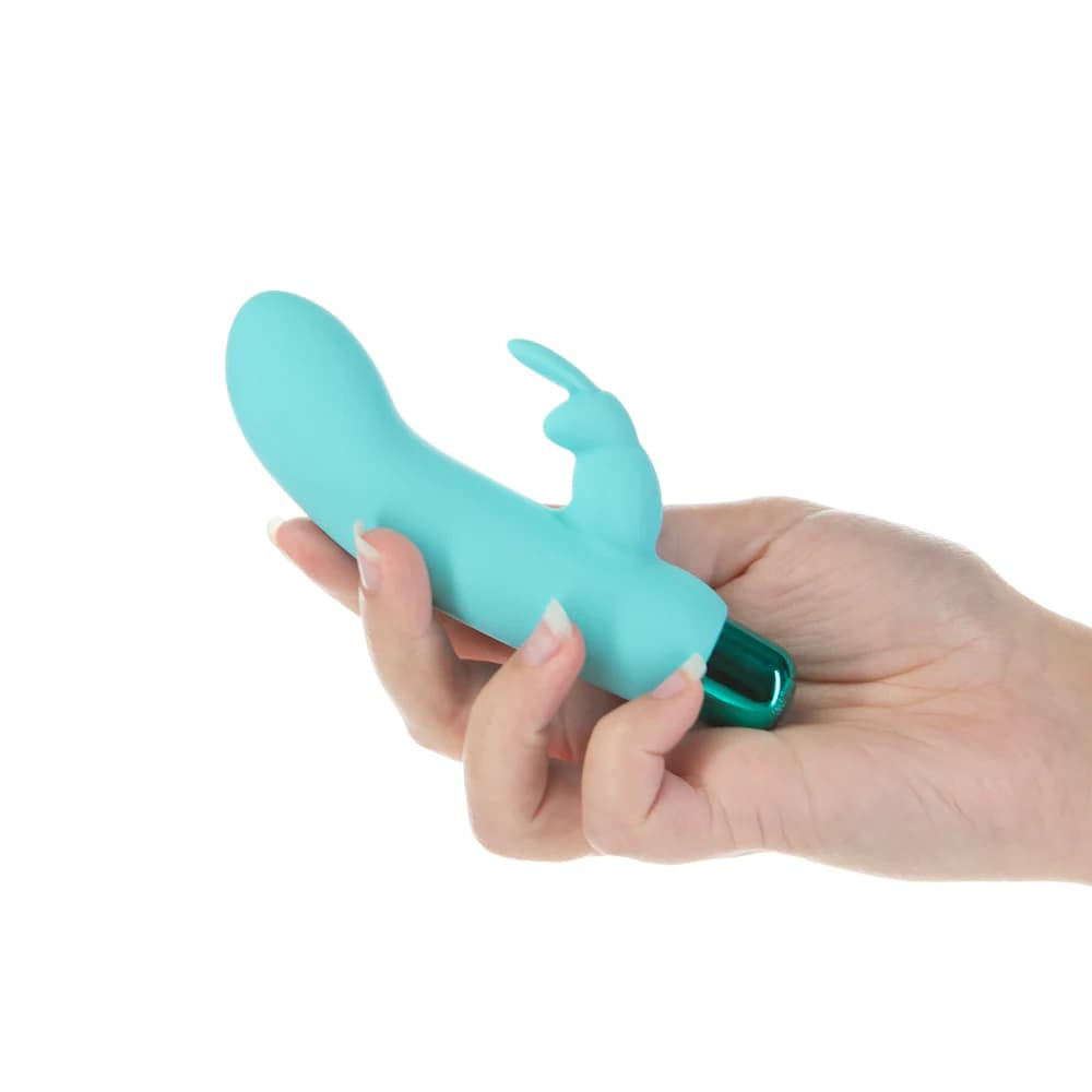 Powerbullet Alice's Bunny Rechargeable Bullet Vibrator with Silicone Rabbit Sleeve Teal thumbnail 6