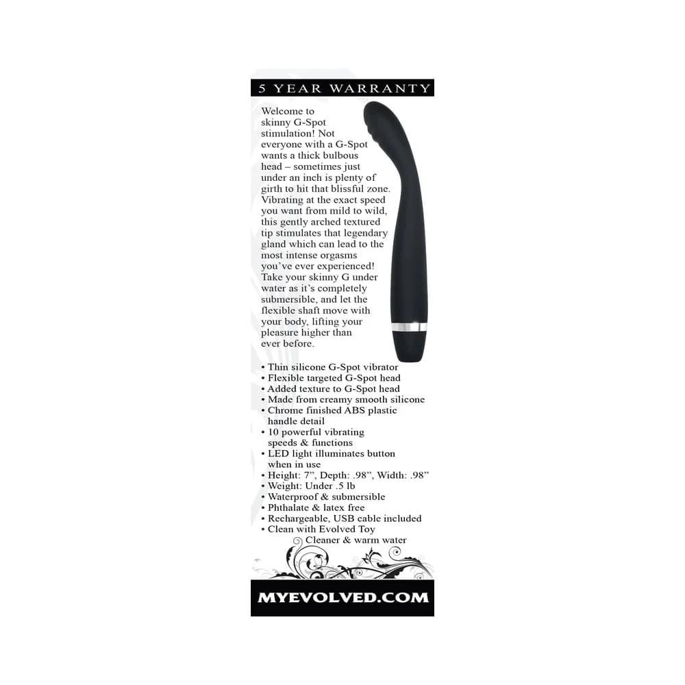 Evolved Skinny G Rechargeable Silicone Slimline G-Spot Vibrator Black thumbnail 10