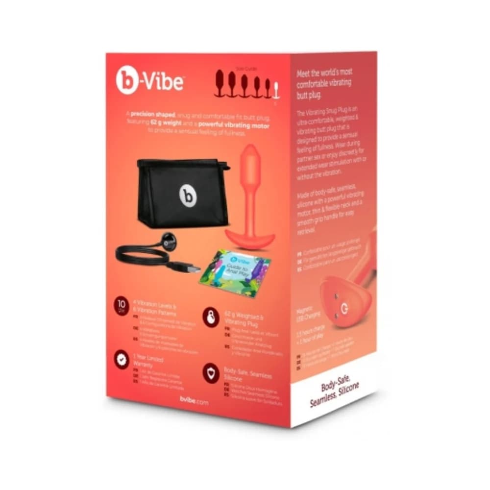 b-Vibe Vibrating Snug Plug 1 Rechargeable Weighted Silicone Anal Plug Orange thumbnail