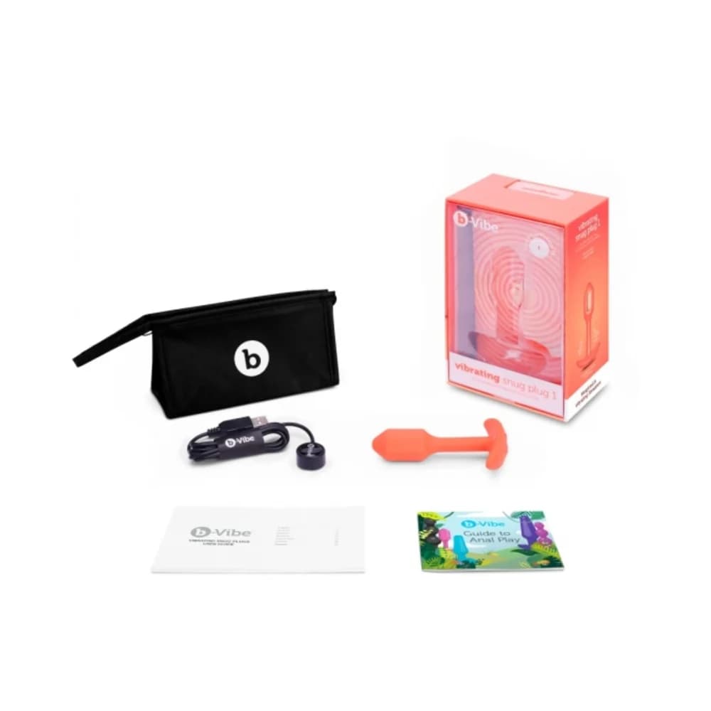b-Vibe Vibrating Snug Plug 1 Rechargeable Weighted Silicone Anal Plug Orange thumbnail