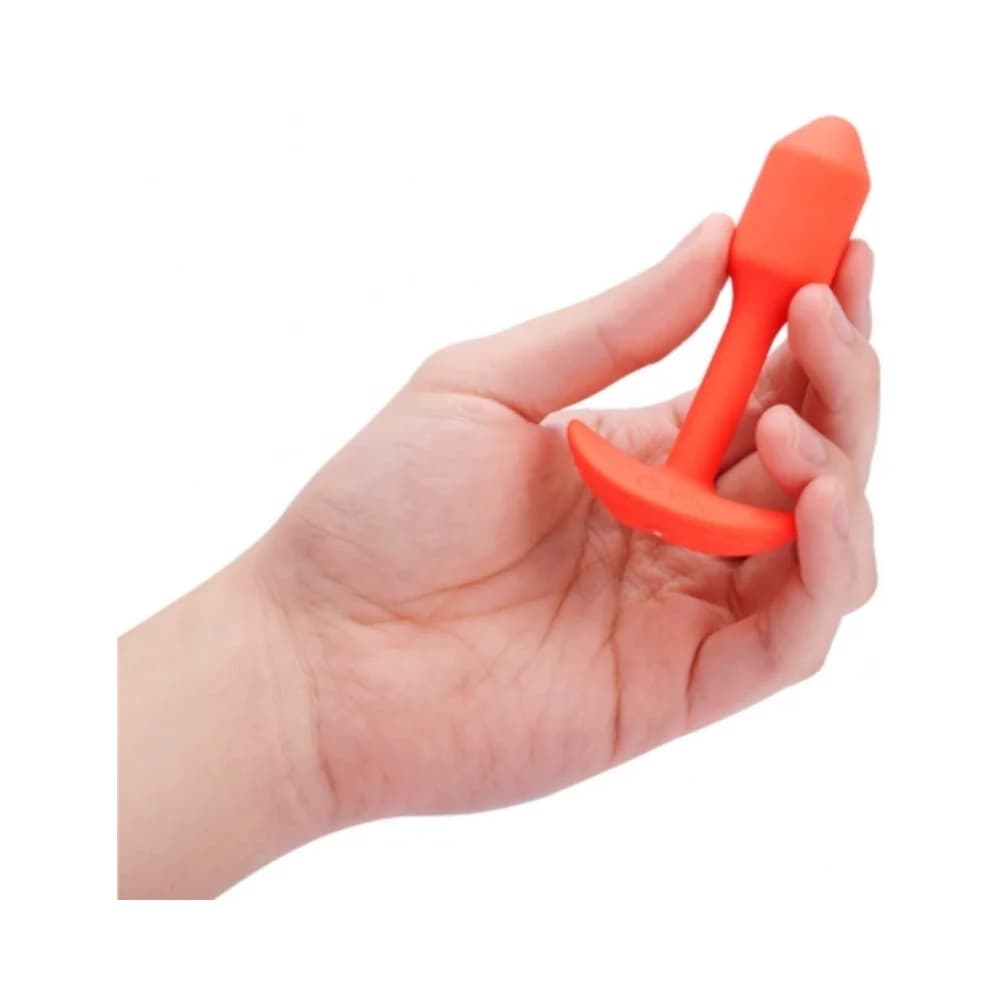 b-Vibe Vibrating Snug Plug 1 Rechargeable Weighted Silicone Anal Plug Orange thumbnail 7