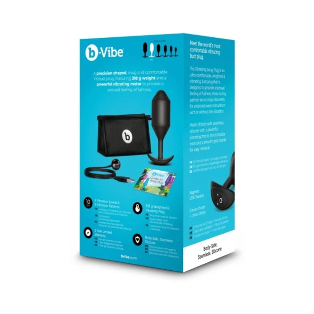 b-Vibe Vibrating Snug Plug 5 Rechargeable Weighted Silicone Anal Plug Black thumbnail