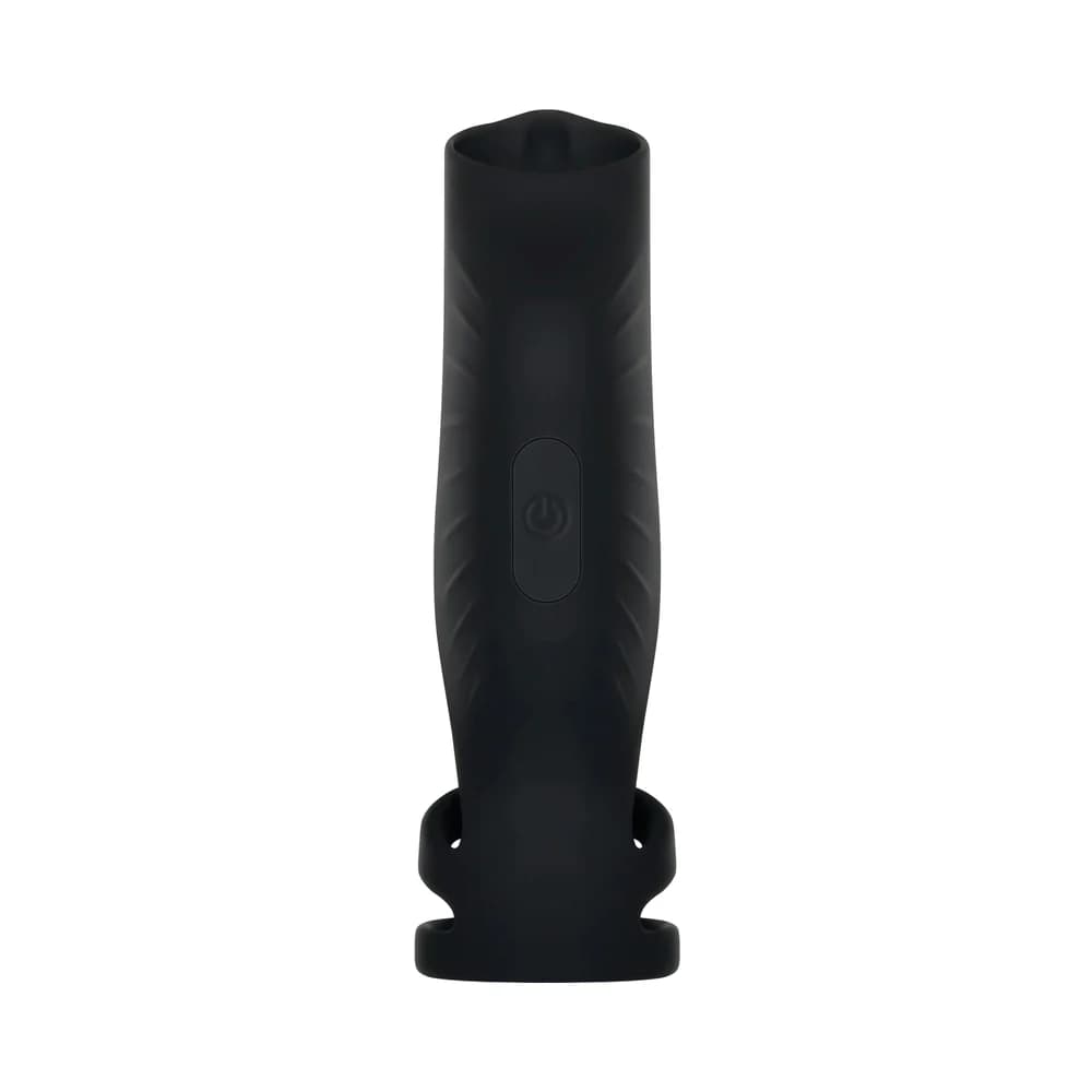 Gender X Rocketeer Rechargeable Triple-Ring Vibrating Silicone Penis Sheath Black thumbnail