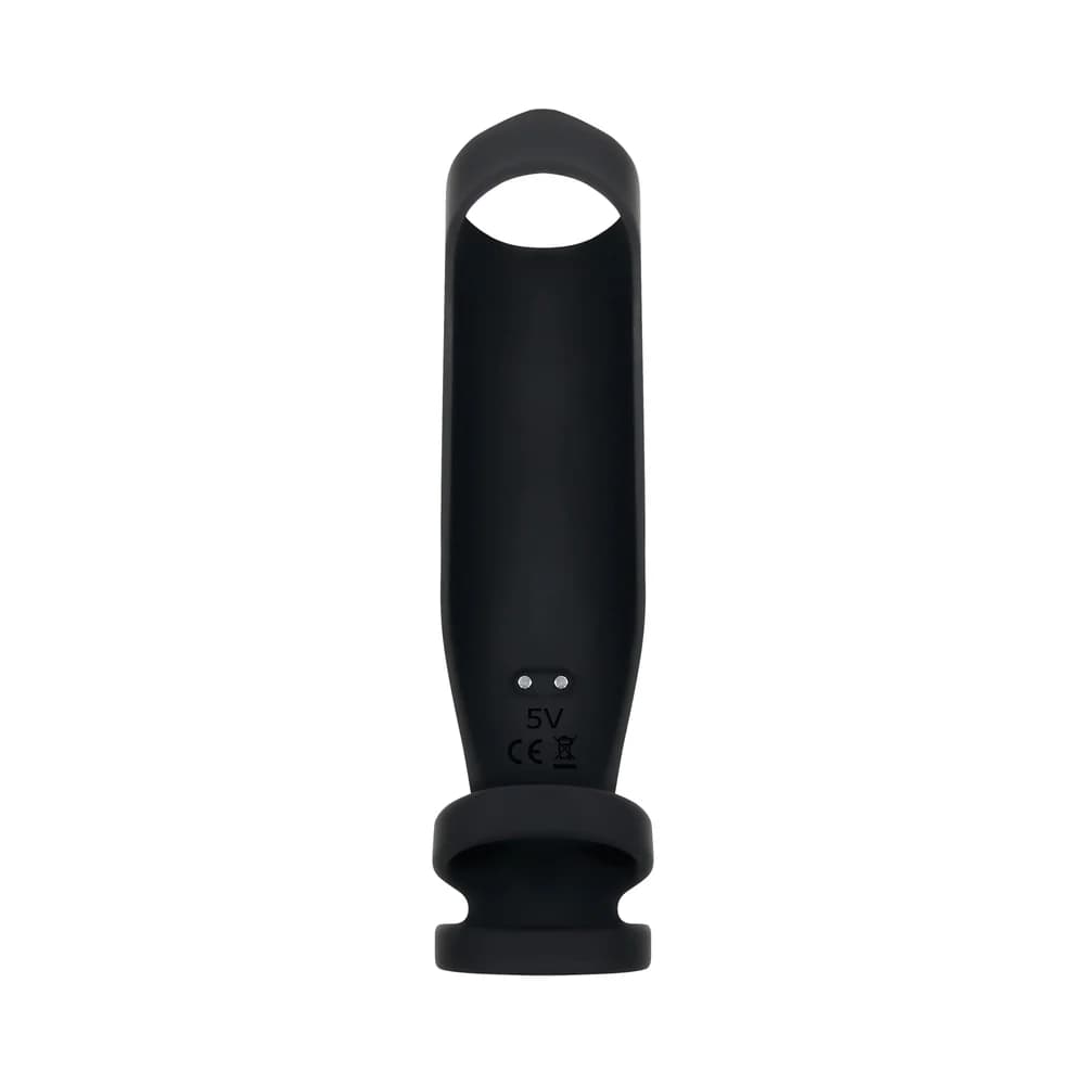 Gender X Rocketeer Rechargeable Triple-Ring Vibrating Silicone Penis Sheath Black thumbnail