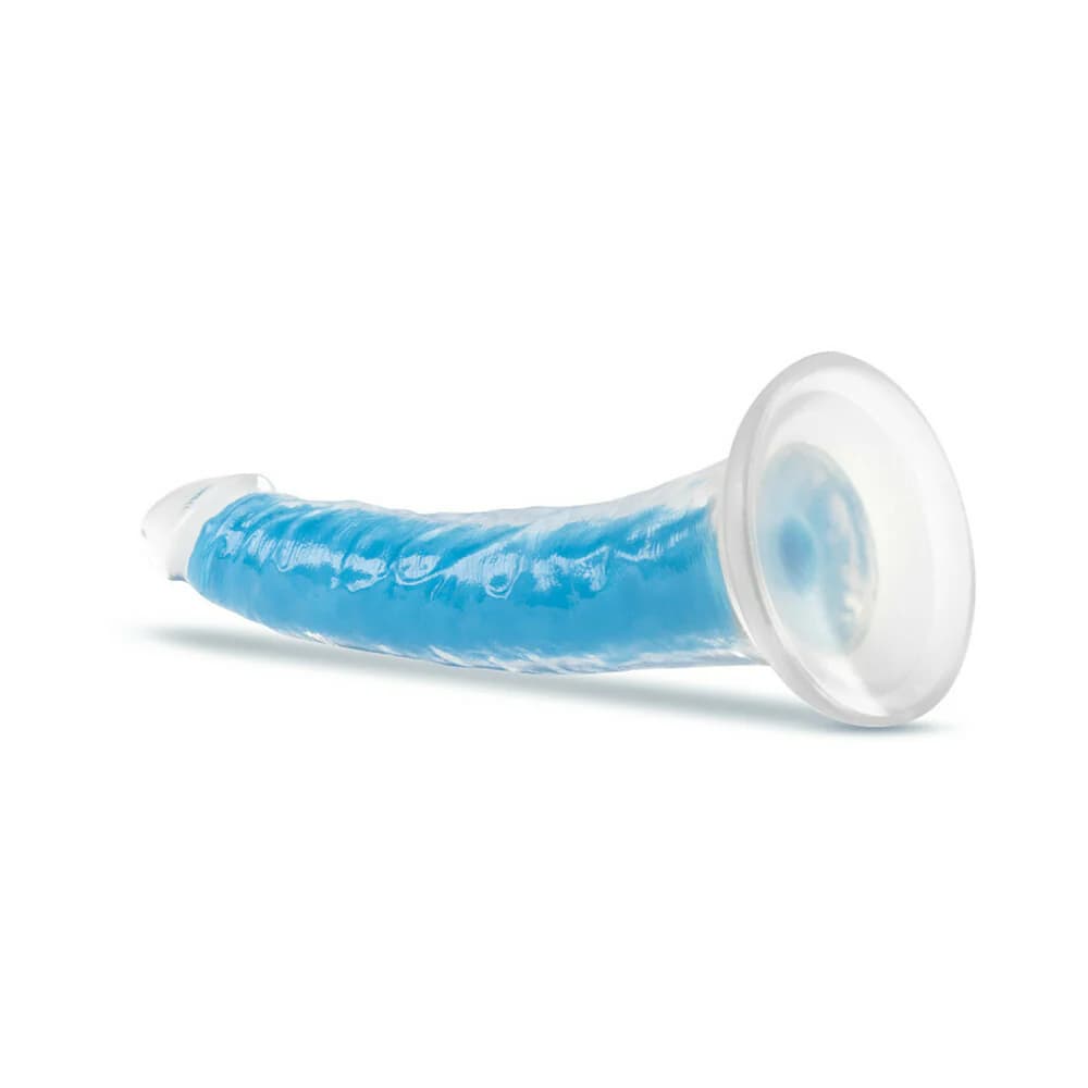 Neo Elite Glow in the Dark Prysm 7 in. Silicone Dual Density Dildo Neon Blue thumbnail