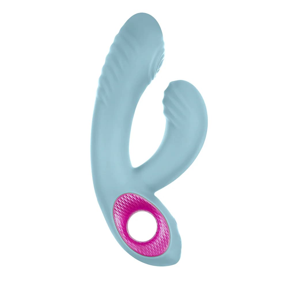 FemmeFunn Cora Rechargeable Silicone Thumping Dual Stimulation Vibrator Light Blue thumbnail