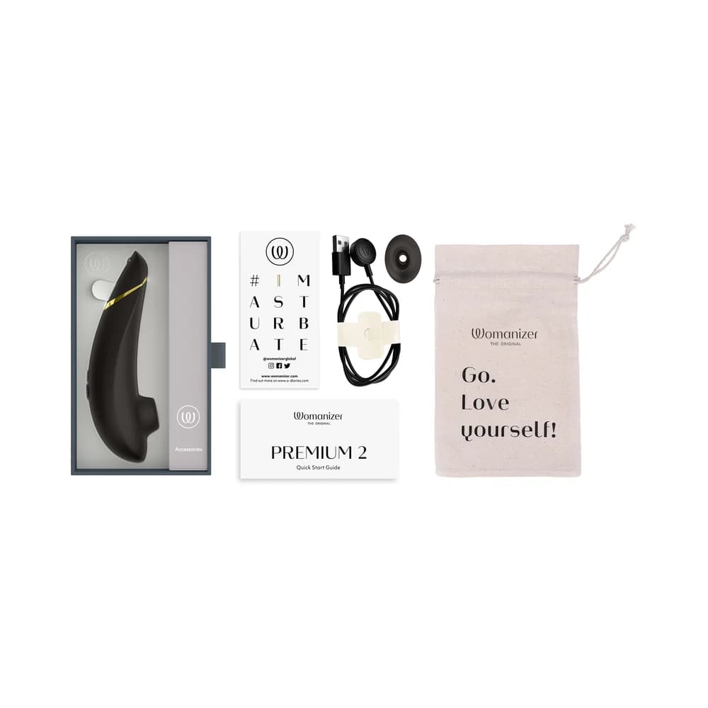 Womanizer Premium 2 Rechargeable Silicone Luxurious Pleasure Air Clitoral Stimulator Black thumbnail 10