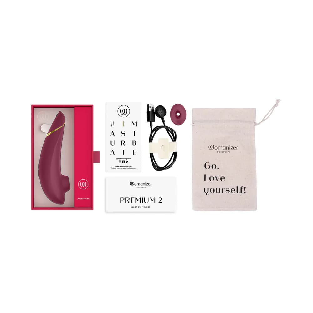 Womanizer Premium 2 Rechargeable Silicone Luxurious Pleasure Air Clitoral Stimulator Bordeaux thumbnail 10