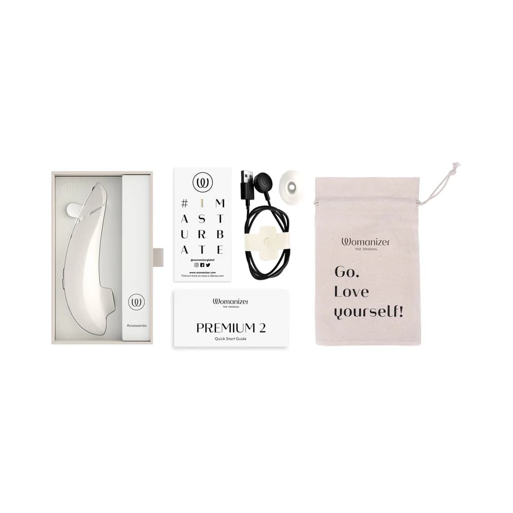 Womanizer Premium 2 Rechargeable Silicone Luxurious Pleasure Air Clitoral Stimulator Warm Gray thumbnail 10