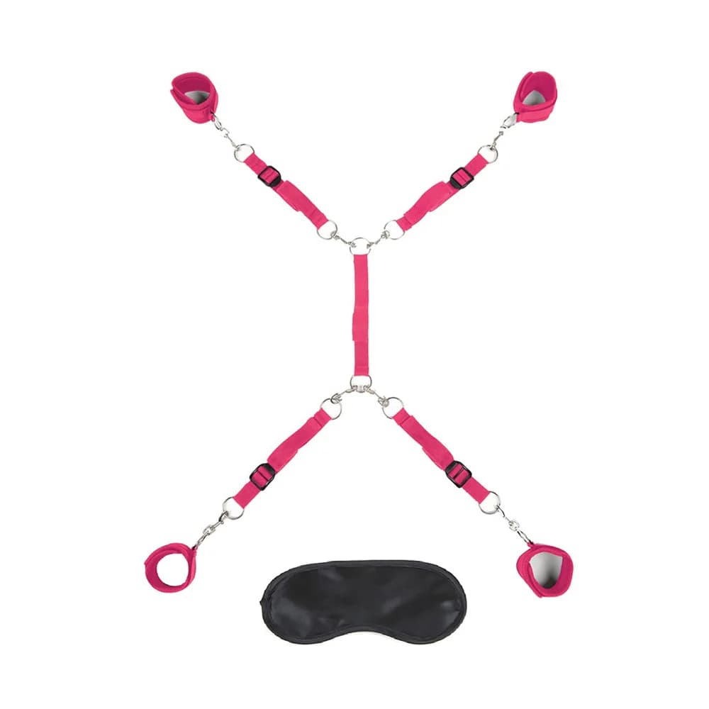 Lux Fetish 7-Piece Bed Spreader Playful Restraint System Hot Pink thumbnail