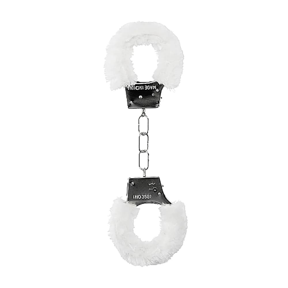 Ouch! Beginner's Furry Handcuffs With Quick-Release White thumbnail