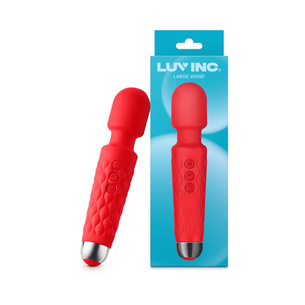 Luv Inc Lw96 Large Wand Rechargeable Flexible Silicone Vibrator Red