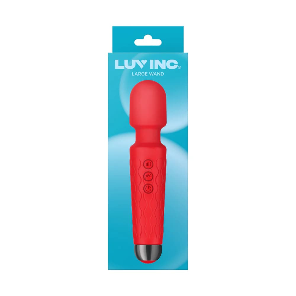 Luv Inc Lw96 Large Wand Rechargeable Flexible Silicone Vibrator Red thumbnail