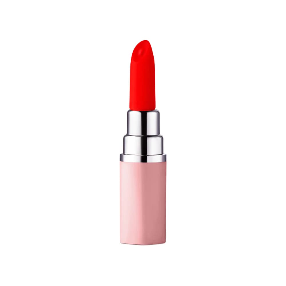 Luv Inc Lv57 Lipstick Vibrator Rechargeable Silicone Discreet Bullet with 3 Attachments Light Pink thumbnail