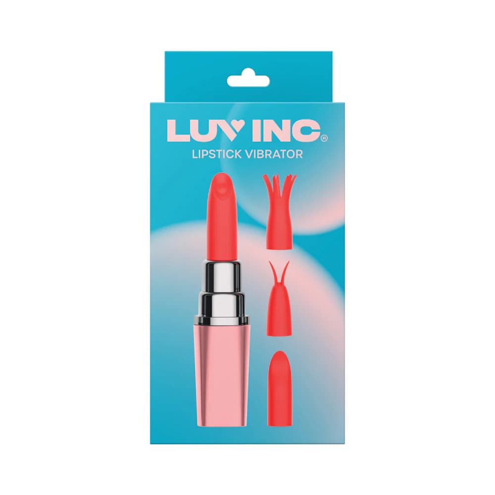 Luv Inc Lv57 Lipstick Vibrator Rechargeable Silicone Discreet Bullet with 3 Attachments Light Pink thumbnail