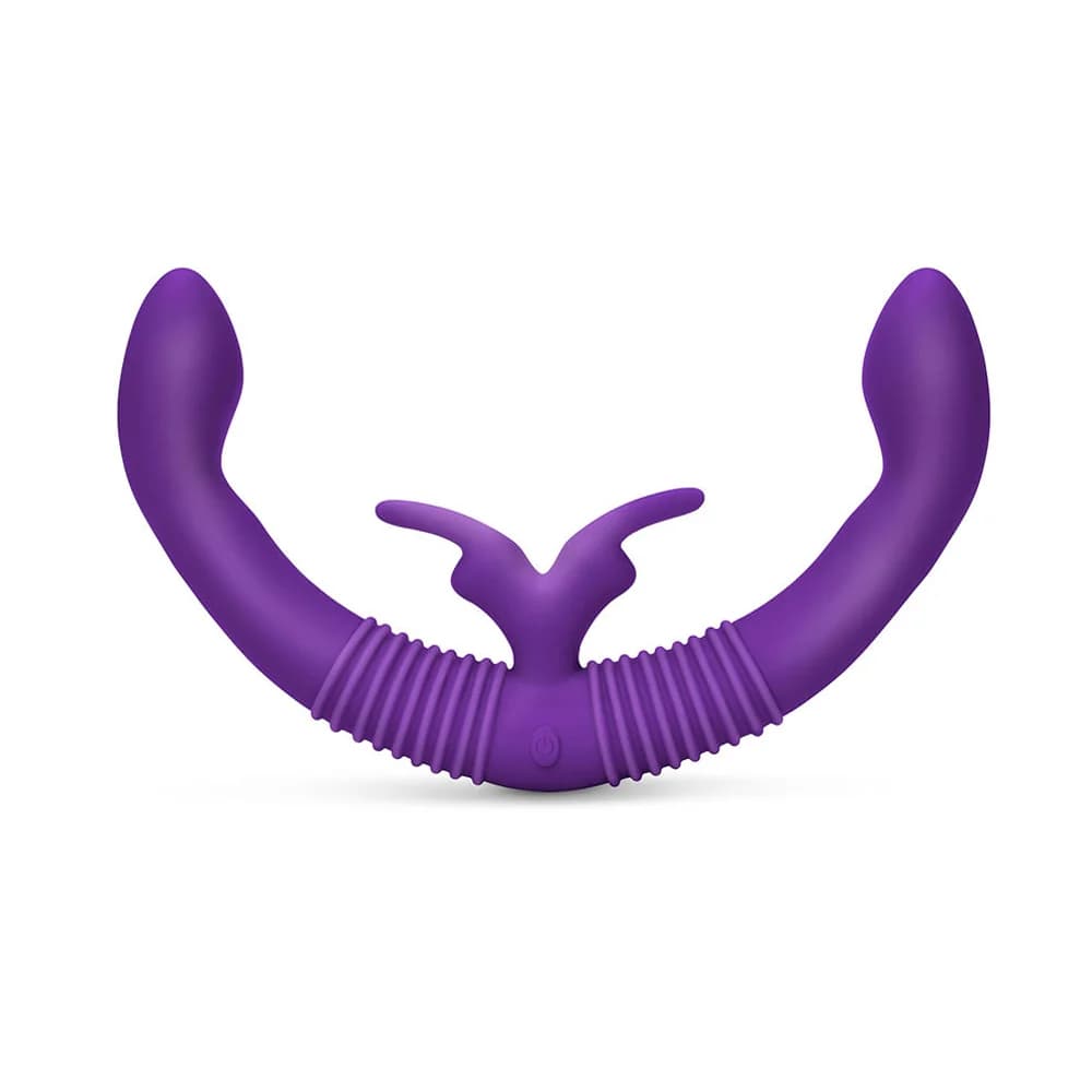 Together Couples Toy Remote-Controlled Dual Ended Rabbit Vibrator Purple thumbnail 5
