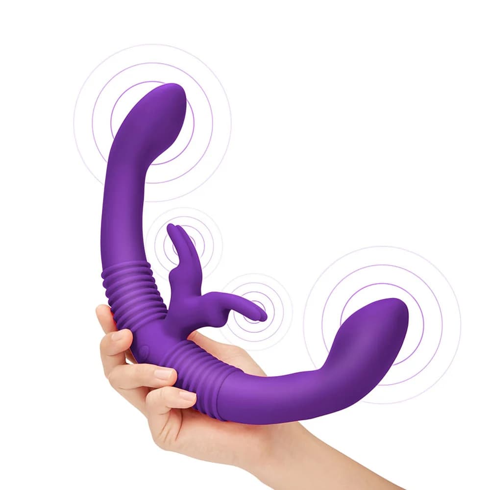 Together Couples Toy Remote-Controlled Dual Ended Rabbit Vibrator Purple thumbnail 6