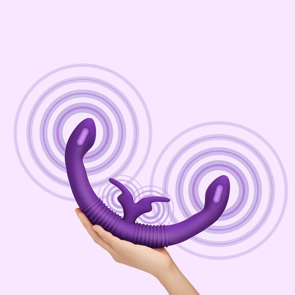 Together Couples Toy Remote-Controlled Dual Ended Rabbit Vibrator Purple thumbnail 7