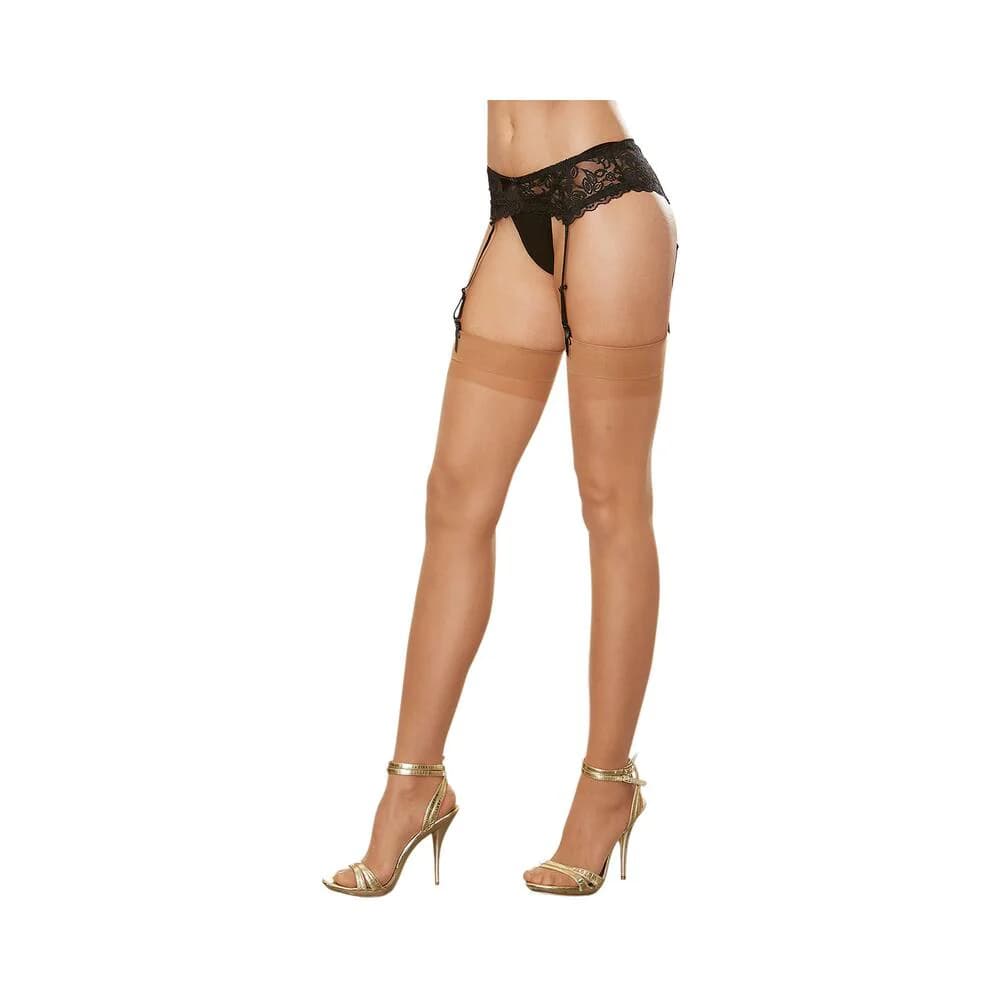 Dreamgirl Sheer Thigh-High Stockings With Plain Top and Back Seam Nude OS thumbnail