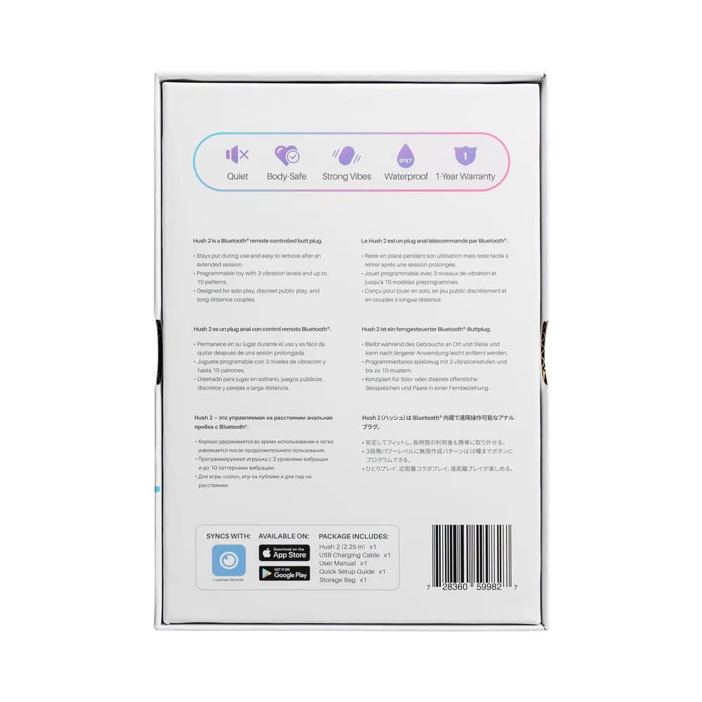Lovense Hush 2 Bluetooth Remote-Controlled Vibrating Butt Plug L 2.25 in. thumbnail 6