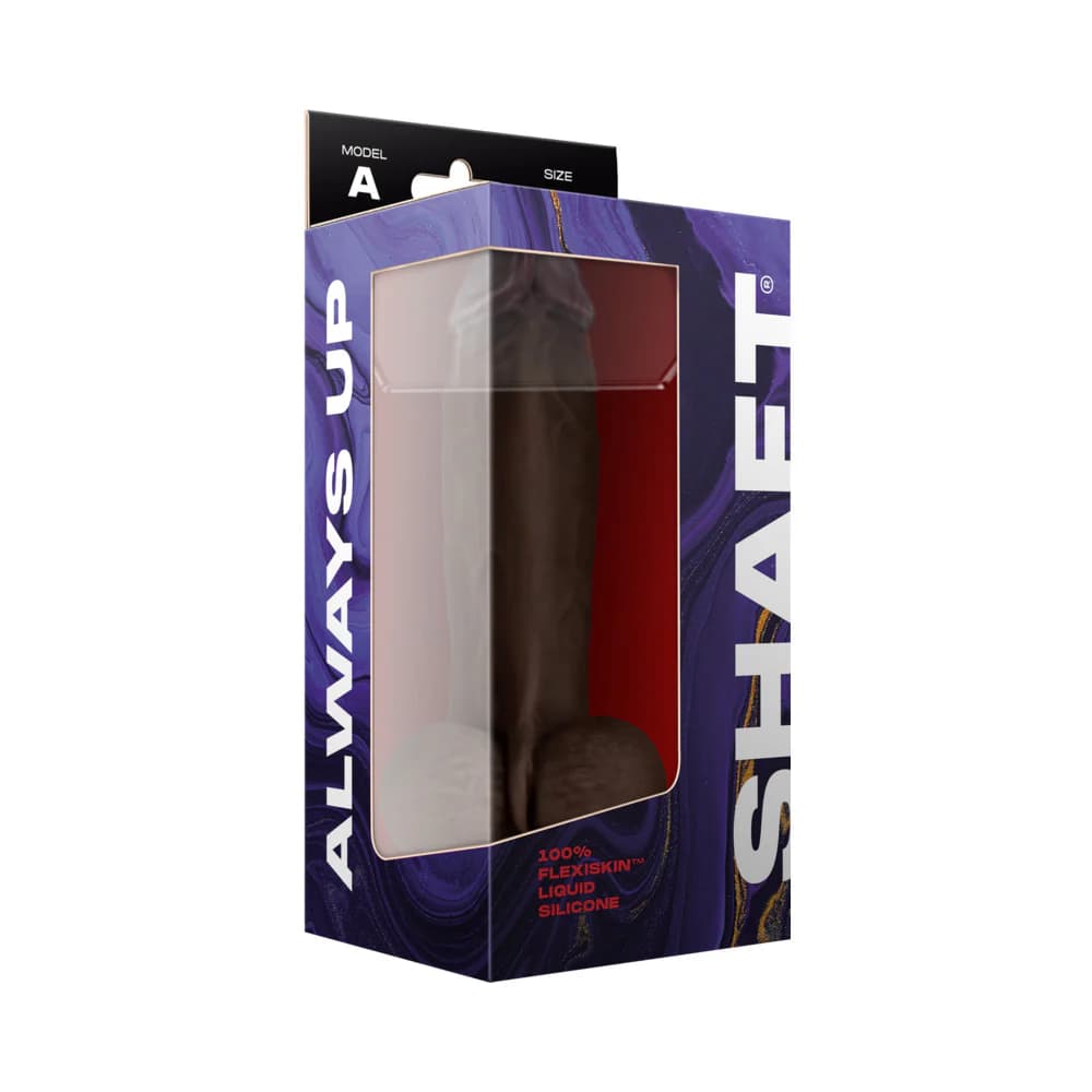 Shaft Model A: 8.5 in. Dual Density Silicone Dildo with Balls Mahogany thumbnail 4