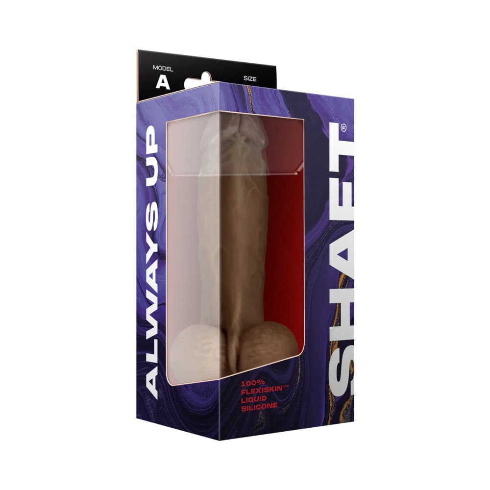 Shaft Model A: 8.5 in. Dual Density Silicone Dildo with Balls Oak thumbnail