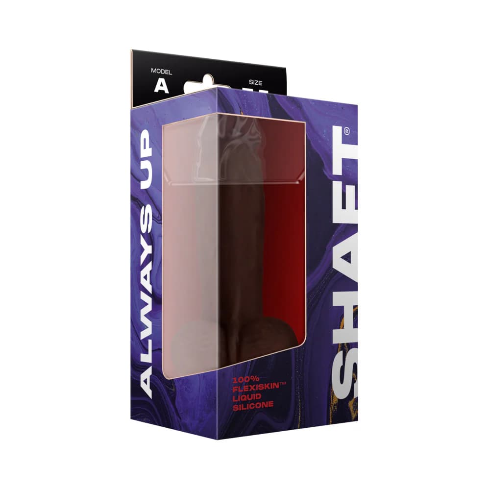 Shaft Model A: 7.5 in. Dual Density Silicone Dildo with Balls Mahogany thumbnail