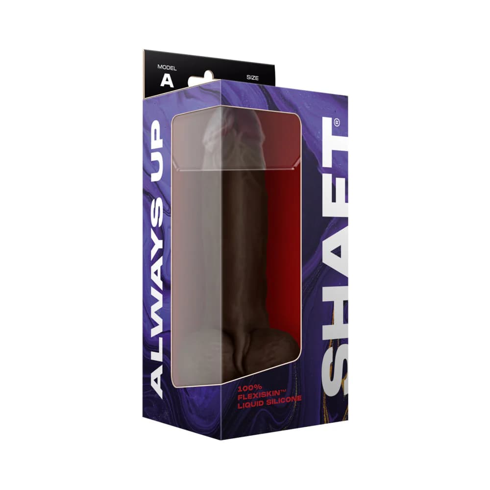 Shaft Model A: 9.5 in. Dual Density Silicone Dildo with Balls Mahogany thumbnail