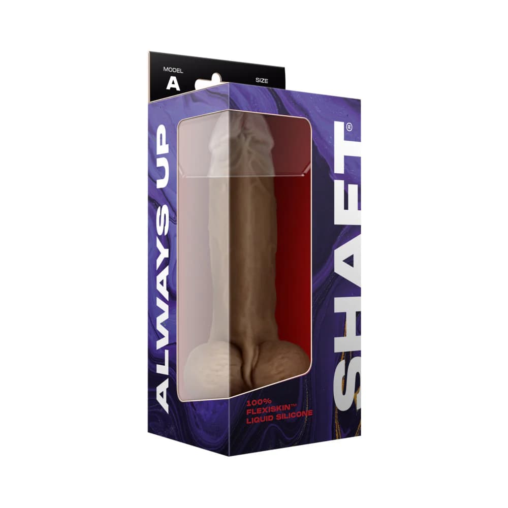 Shaft Model A: 9.5 in. Dual Density Silicone Dildo with Balls Oak thumbnail