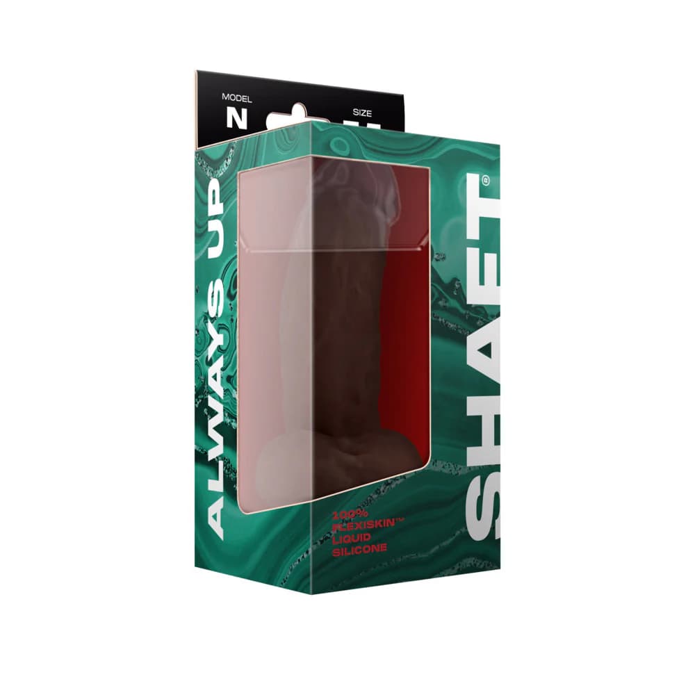 Shaft Model N: 7.5 in. Dual Density Silicone Dildo with Balls Mahogany thumbnail