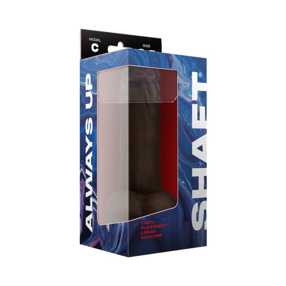 Shaft Model C: 8.5 in. Dual Density Silicone Dildo with Balls Mahogany thumbnail