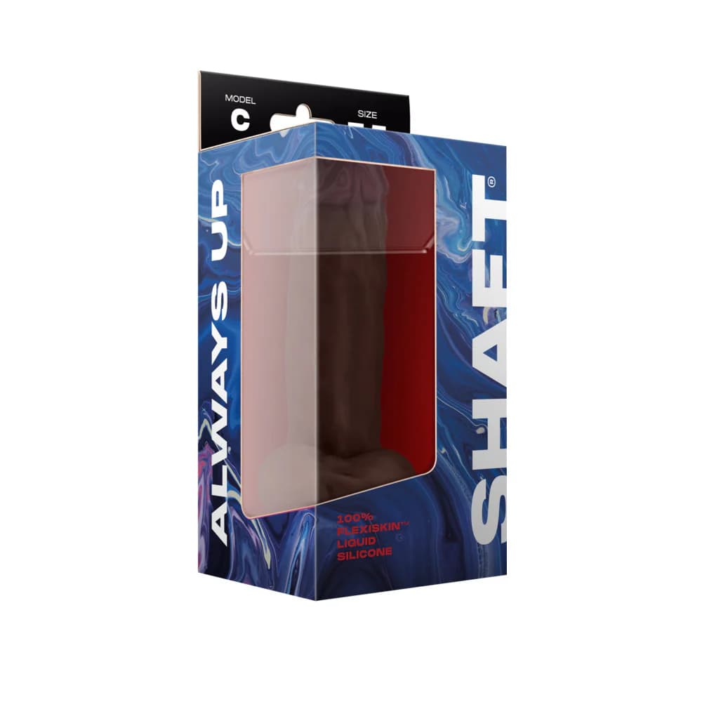 Shaft Model C: 7.5 in. Dual Density Silicone Dildo with Balls Mahogany thumbnail