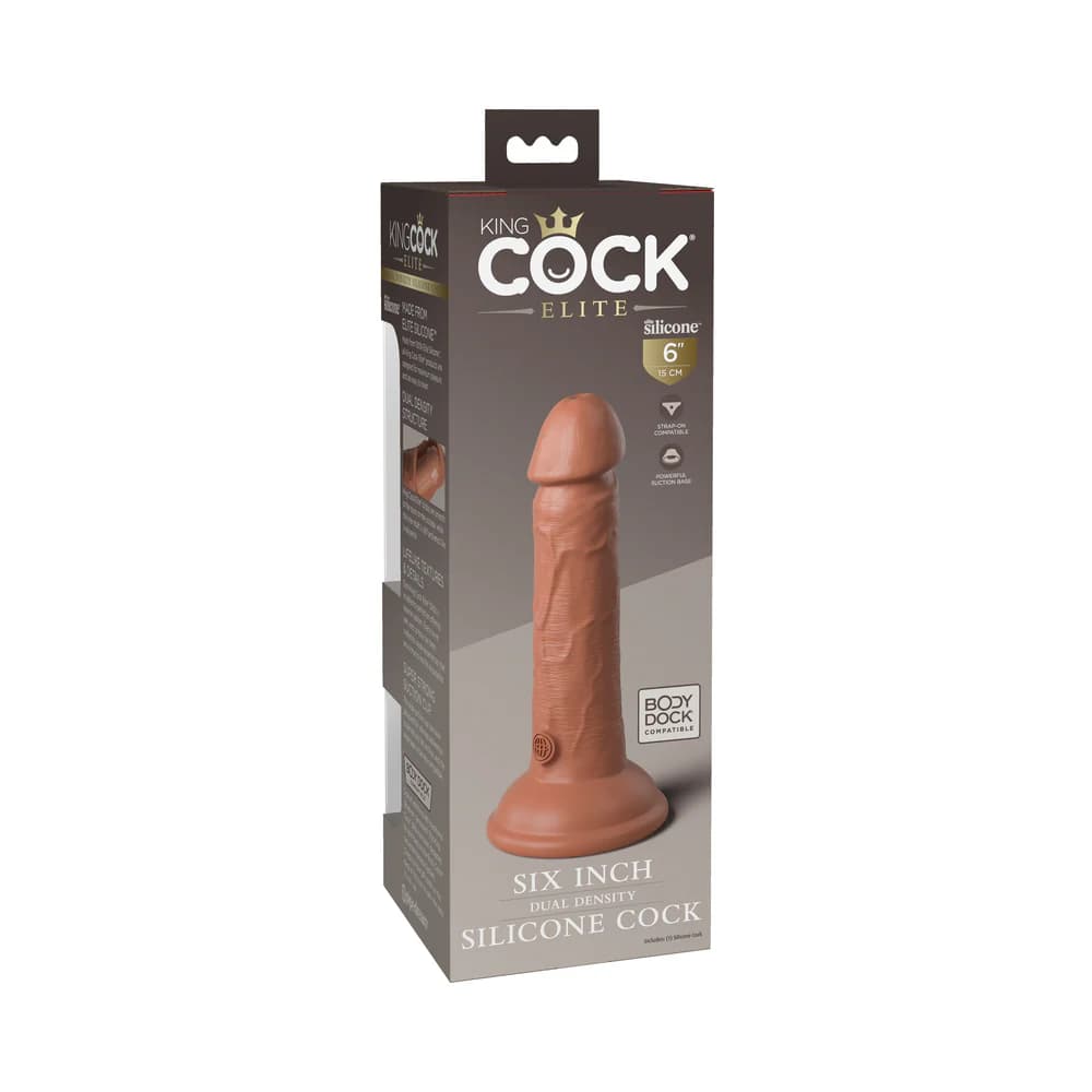 King Cock Elite 7 in. Dual Density Silicone Cock Realistic Dildo With Suction Cup Tan thumbnail 7