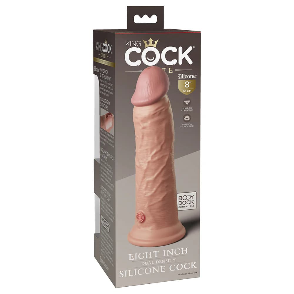 King Cock Elite 8 in. Dual Density Silicone Cock Realistic Dildo With Suction Cup Beige thumbnail