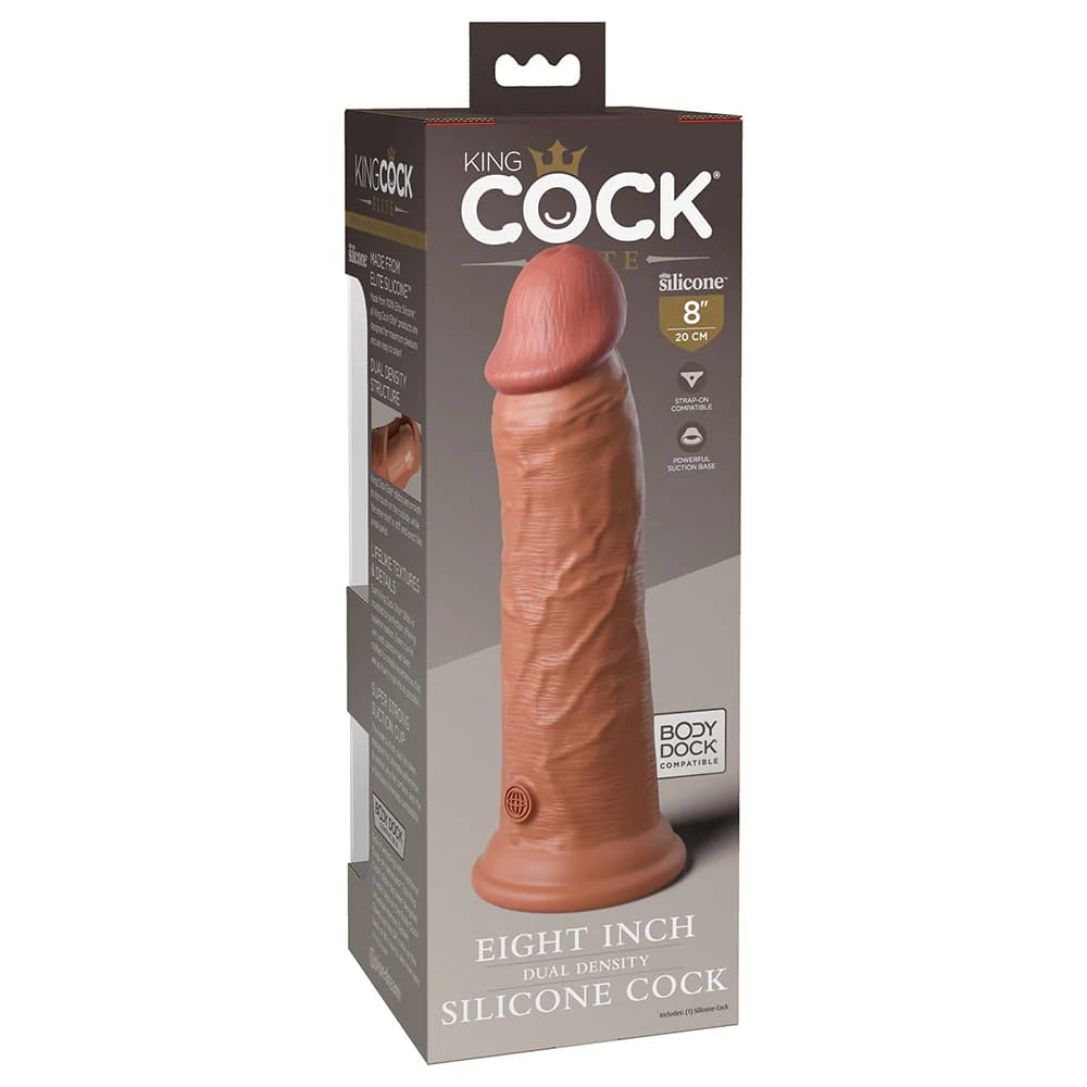King Cock Elite 8 in. Dual Density Silicone Cock Realistic Dildo With Suction Cup Tan thumbnail