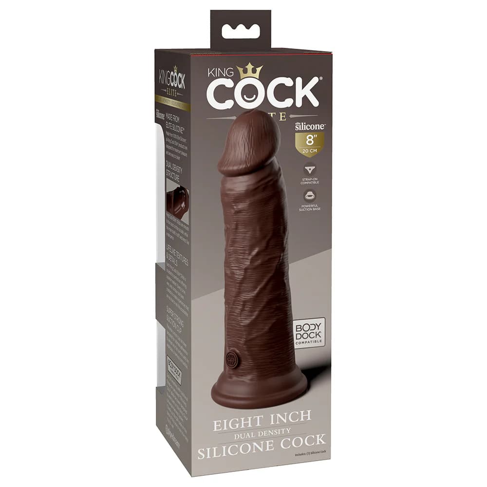 King Cock Elite 8 in. Dual Density Silicone Cock Realistic Dildo With Suction Cup Brown thumbnail