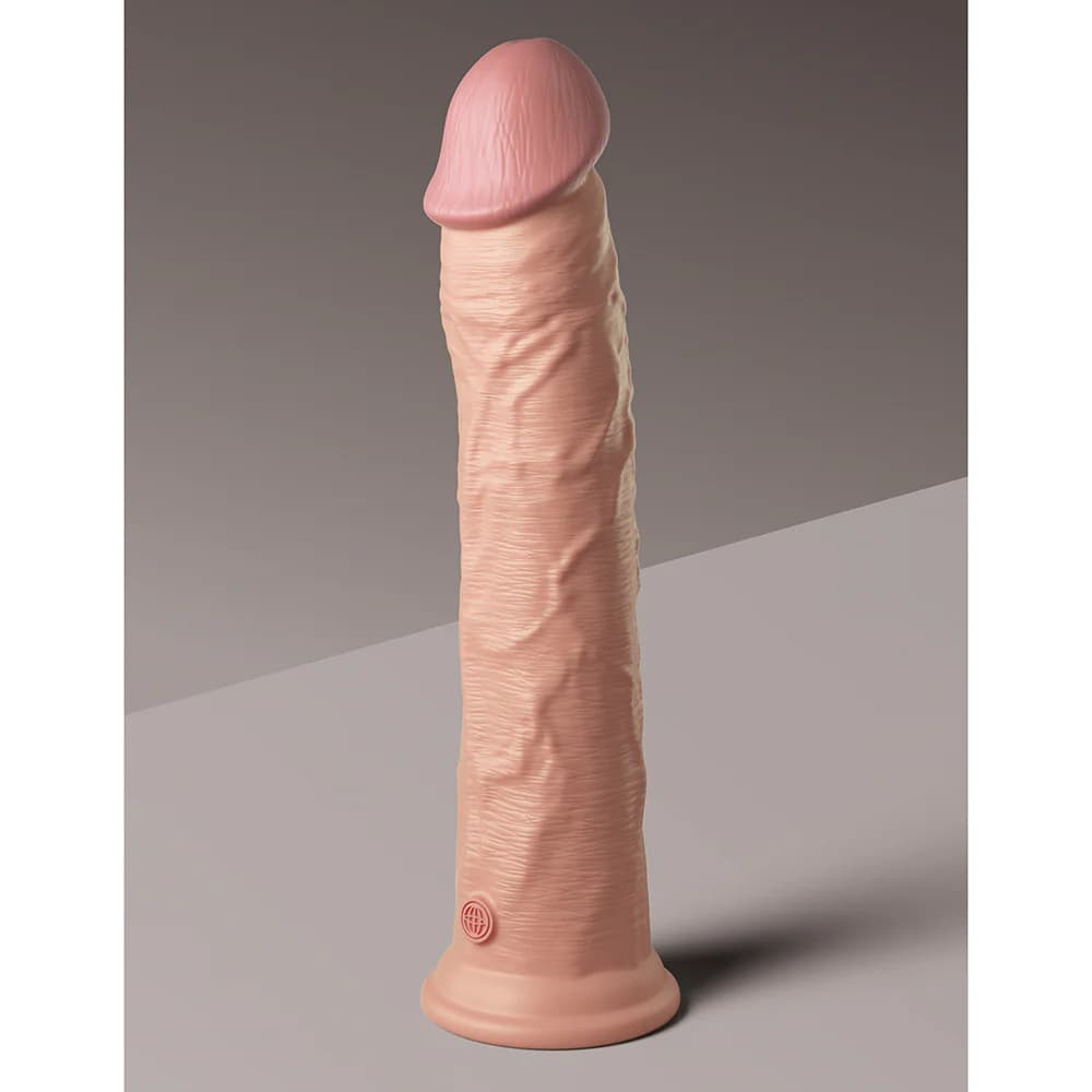 King Cock Elite 11 in. Dual Density Silicone Cock Realistic Dildo With Suction Cup Beige thumbnail