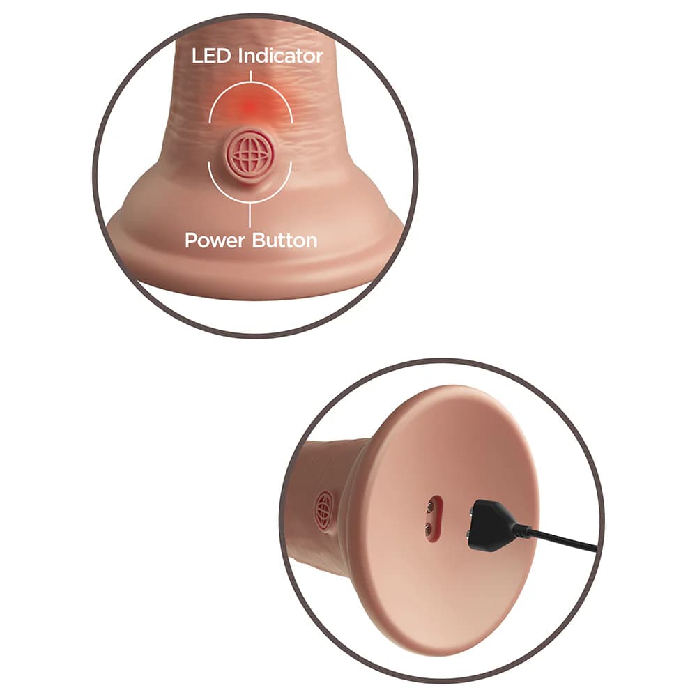 King Cock Elite 6 in. Vibrating Realistic Dildo With Suction Cup Beige thumbnail 8