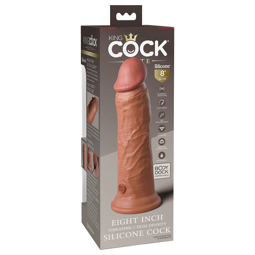 King Cock Elite 8 in. Vibrating Realistic Dildo With Suction Cup Tan thumbnail