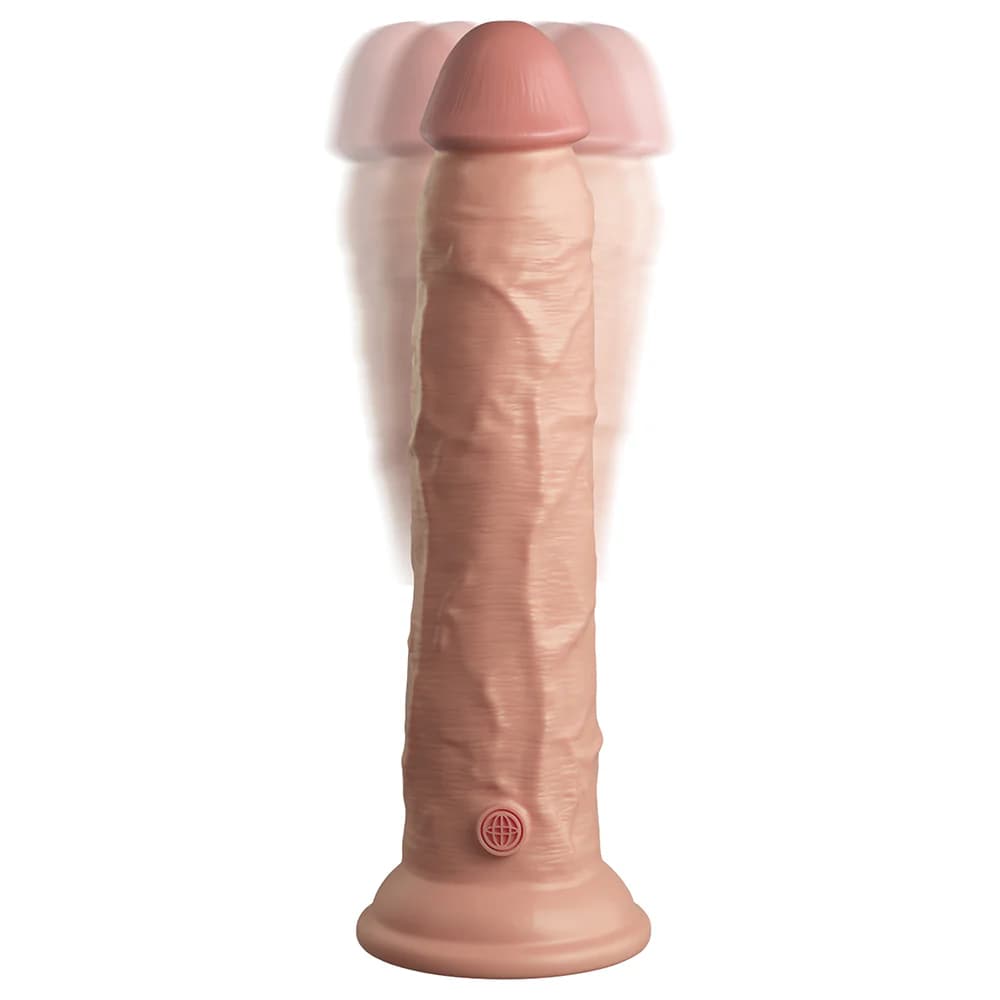 King Cock Elite 9 in. Vibrating Dual Density Silicone Realistic Dildo Beige thumbnail 5