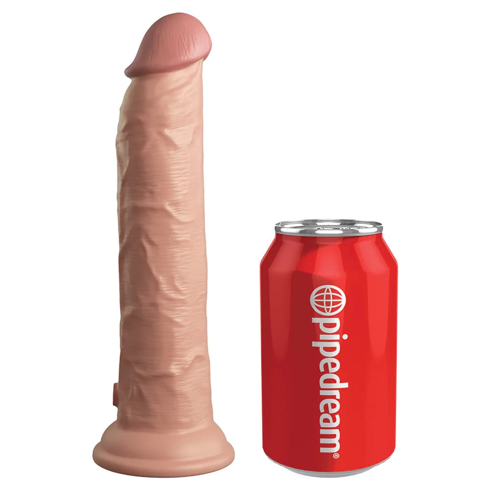 King Cock Elite 9 in. Vibrating Dual Density Silicone Realistic Dildo Beige thumbnail 6