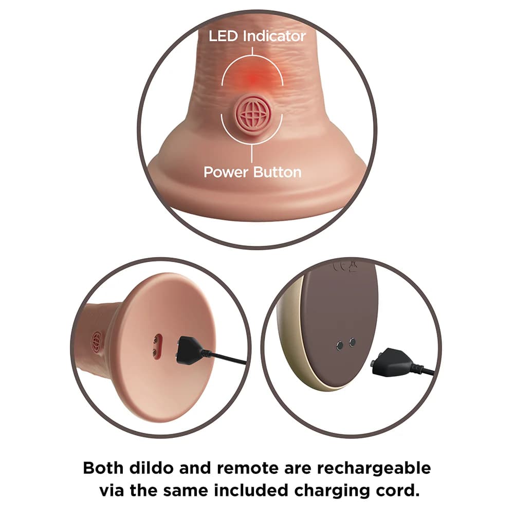 King Cock Elite 9 in. Vibrating Dual Density Silicone Realistic Dildo Beige thumbnail 8
