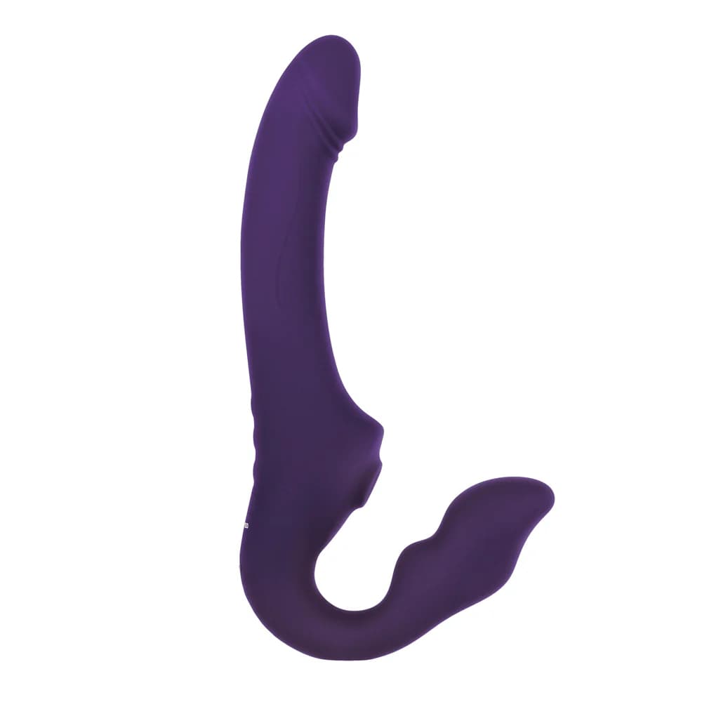 Evolved 2 Become 1 Rechargeable Remote-Controlled Silicone Strapless Strap-On With Suction Purple thumbnail 7