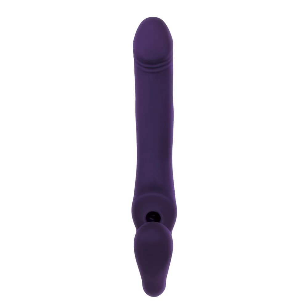 Evolved 2 Become 1 Rechargeable Remote-Controlled Silicone Strapless Strap-On With Suction Purple thumbnail 9