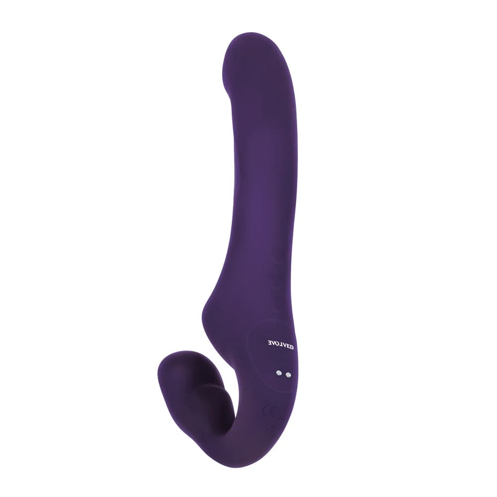 Evolved 2 Become 1 Rechargeable Remote-Controlled Silicone Strapless Strap-On With Suction Purple thumbnail 10