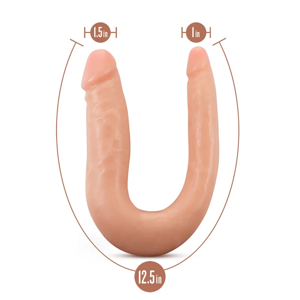 Dr. Skin Mini Double Dong Realistic 12 in. Dual-Ended Dildo Beige thumbnail