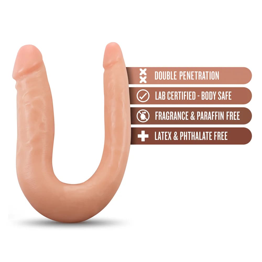 Dr. Skin Mini Double Dong Realistic 12 in. Dual-Ended Dildo Beige thumbnail 5